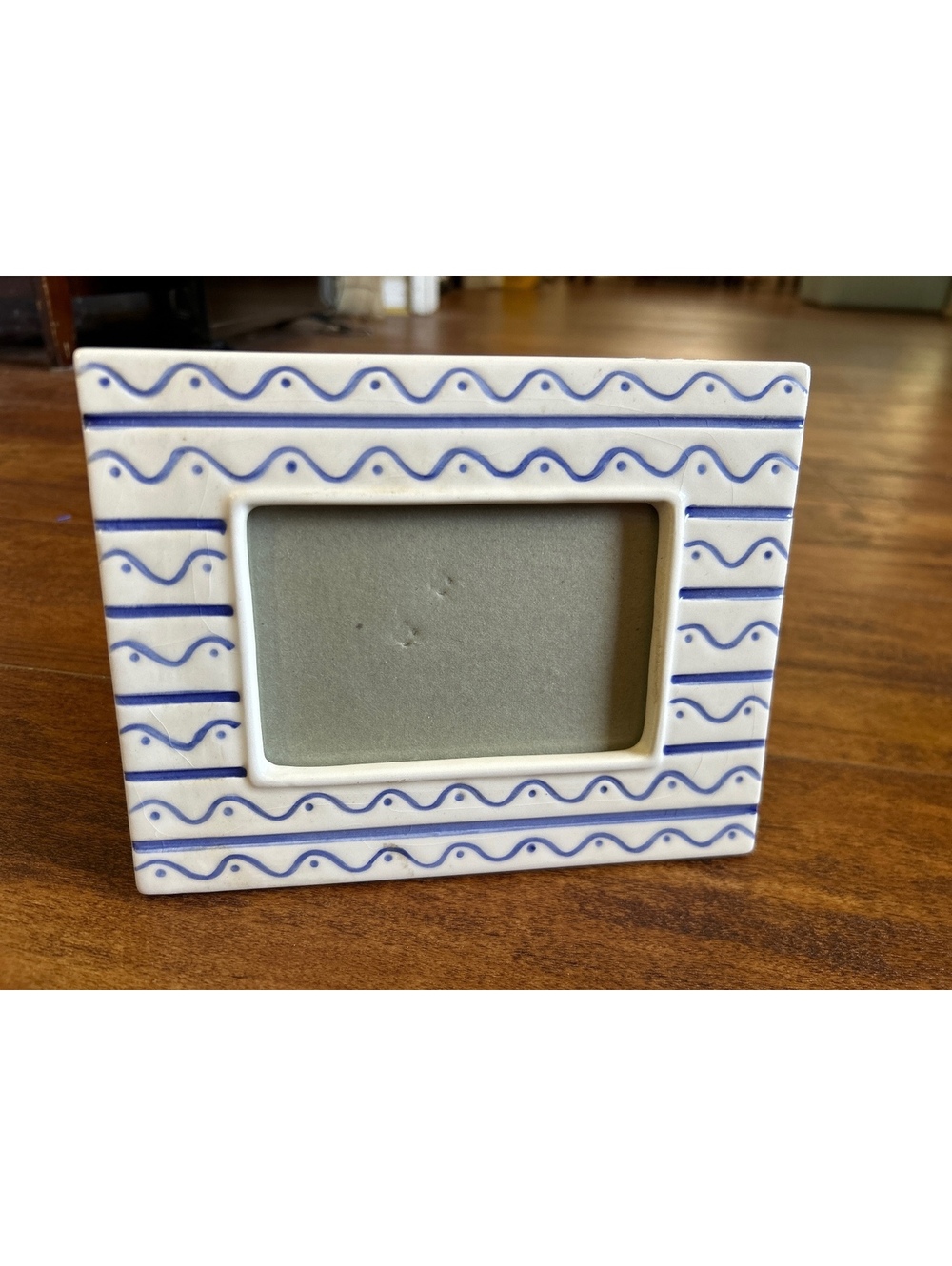 Ceramic Picture Frame with Blue Wave Pattern